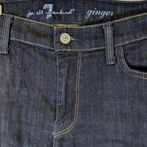 7 For All Mankind - Ginger Wide Leg  Dark Wash Jeans Size 32 - Picture 1 of 6